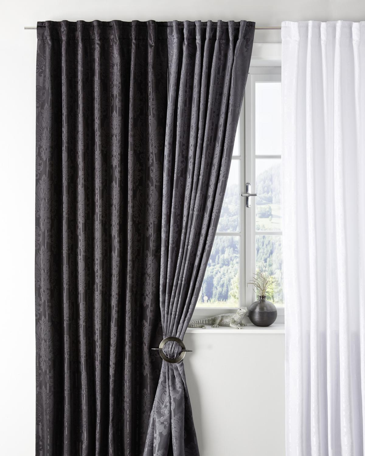 Hotový závěs Charles, 140/245 cm, černá - černá, Lifestyle, textil (140/245cm) - Modern Living