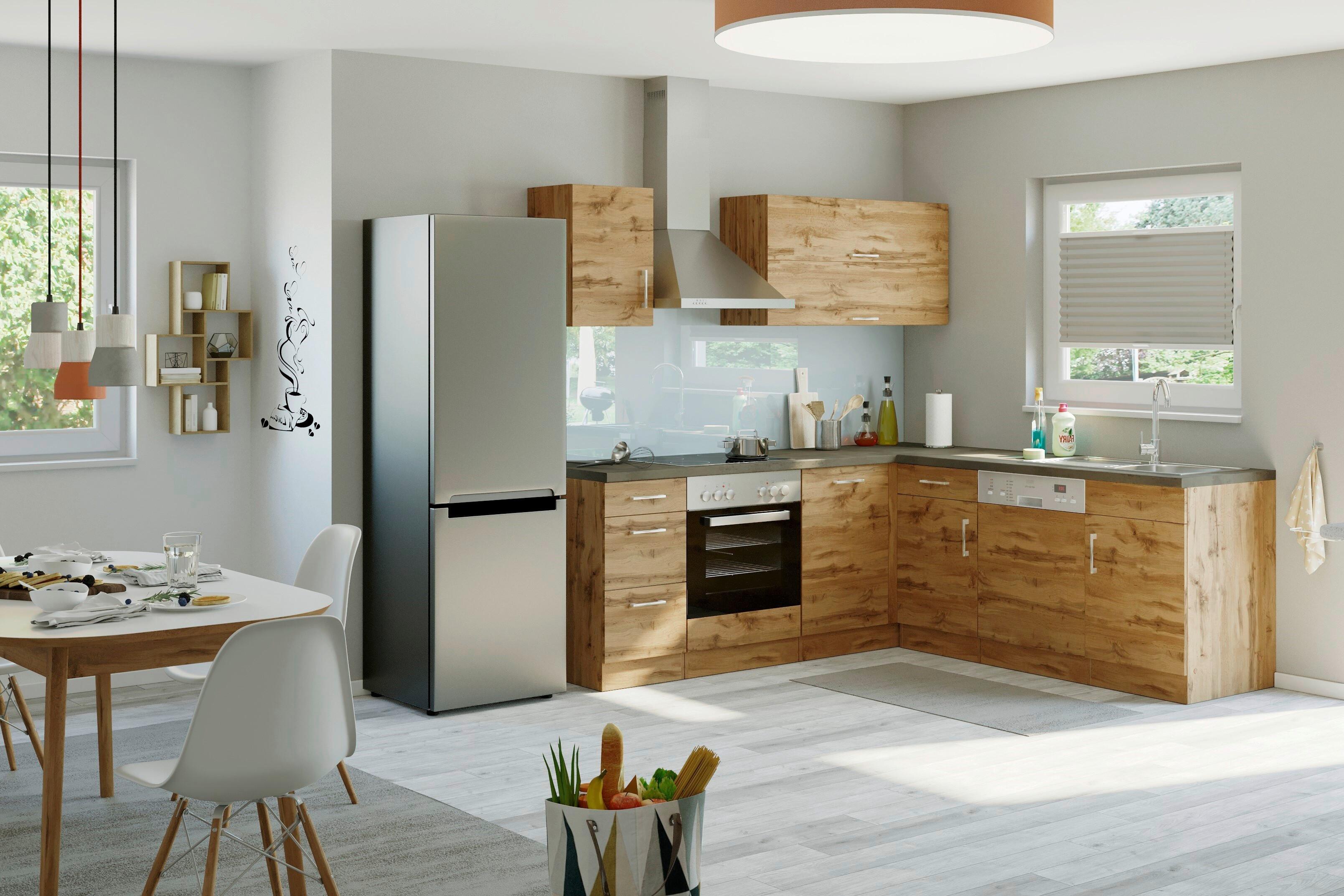 Eckküche Winkelblock Ohne Geräte 210x150 Cm Eichefarben - Eichefarben/Anthrazit, MODERN, Holzwerkstoff (210/210cm) - Held