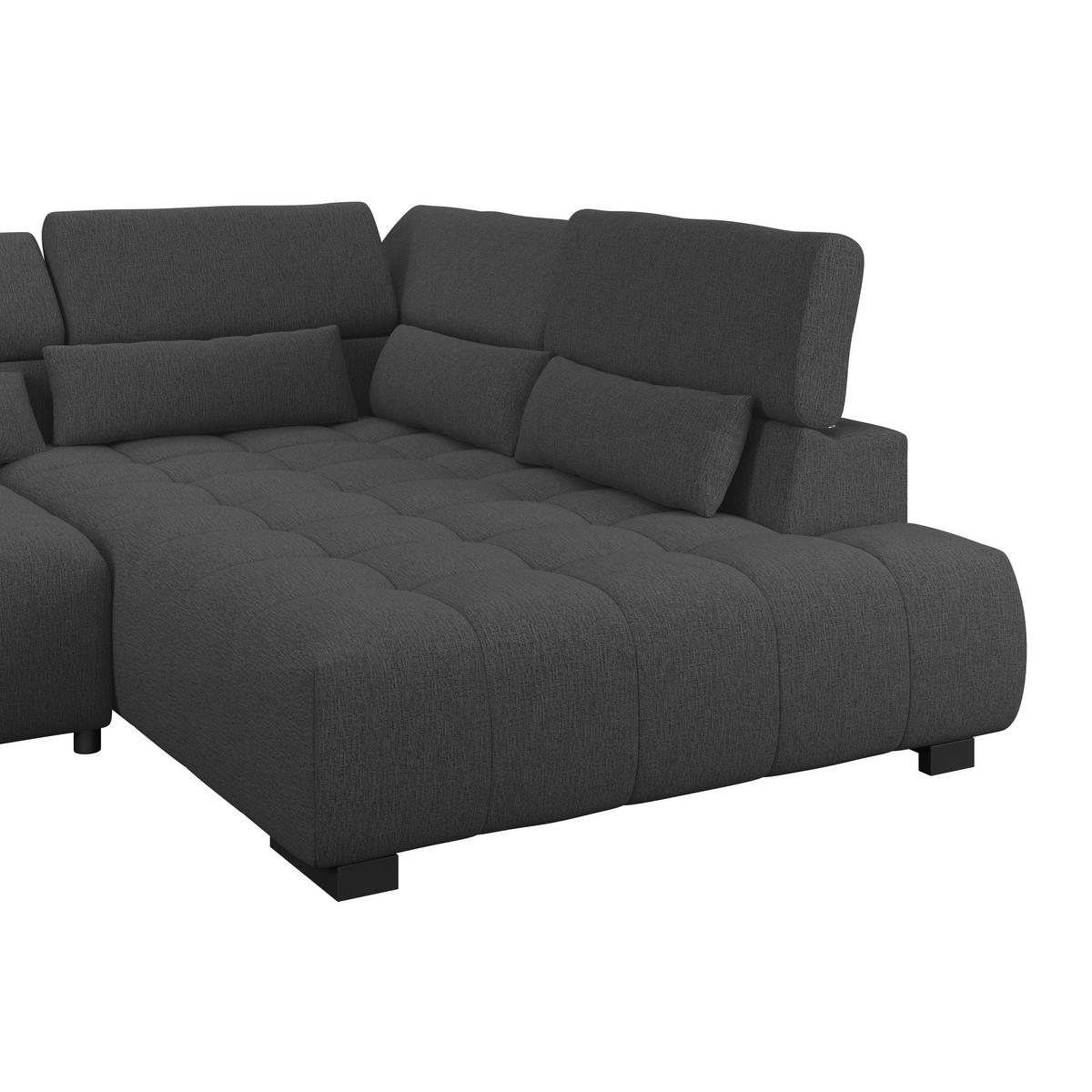 Ecksofa Matera Schwarz/Weiß S: 311x226cm - Schwarz/Graphitfarben, Trend, Textil (311/226cm)