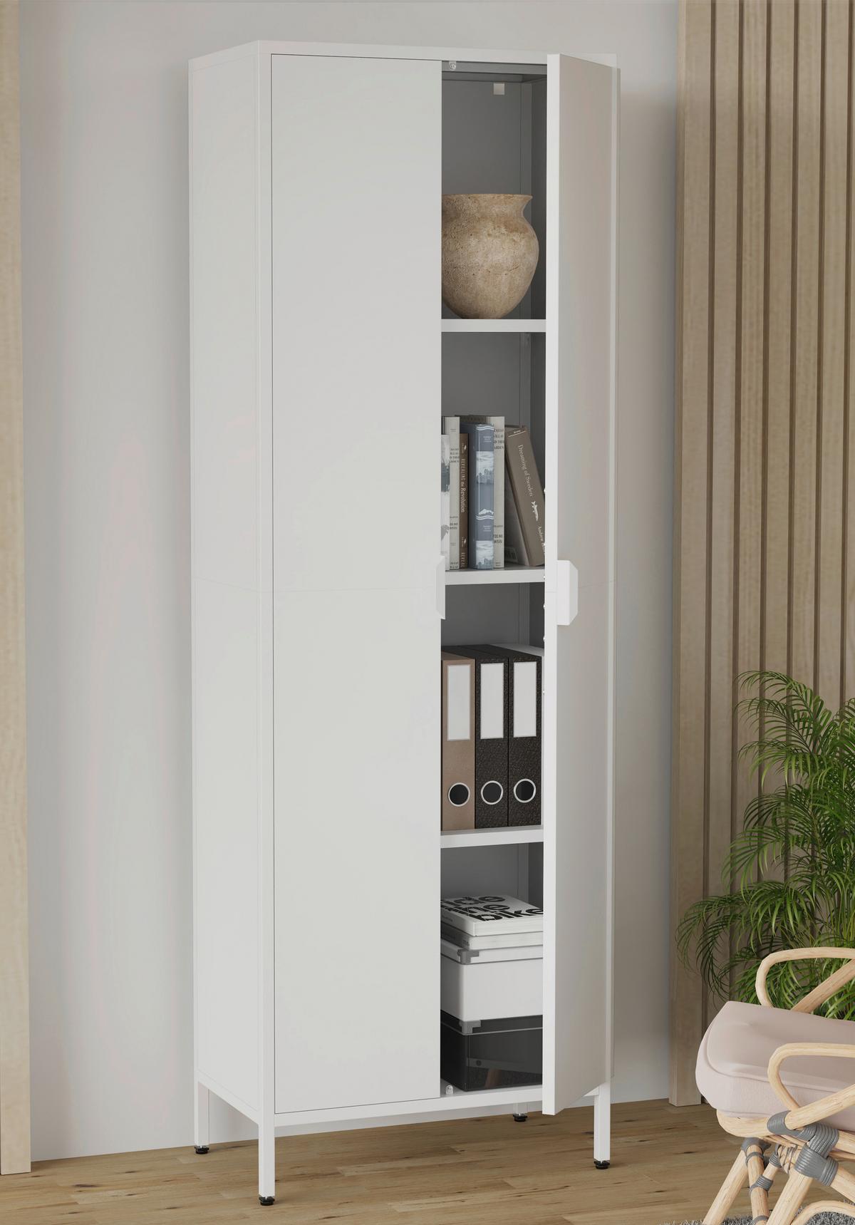 Drehtürenschrank Flokas Weiß B: 60 cm - Weiß, Design, Metall (60/180/35cm) - MID.YOU