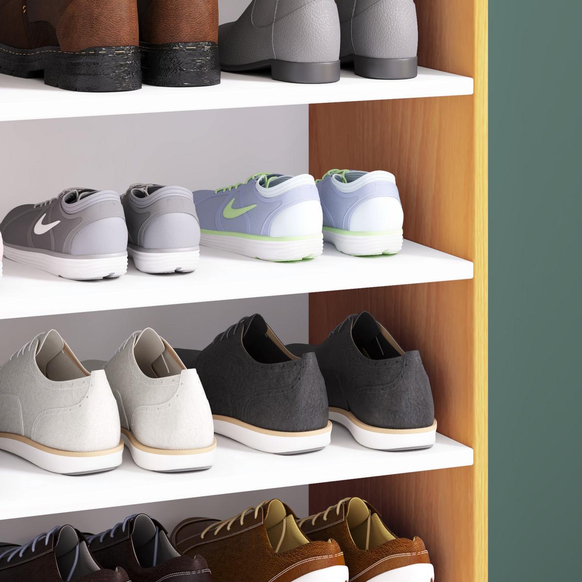 Schuhregal Lona Xxl 9 Ablagen Buche Dekor H: 183 Cm - Buchefarben/Schwarz, KONVENTIONELL, Holzwerkstoff (70/183/37cm) - MID.YOU