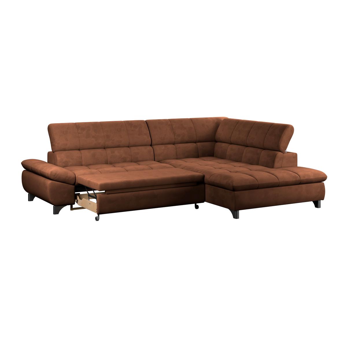 Ecksofa Gemini Cognac, B: 312cm - Chromfarben/Cognac, KONVENTIONELL, Textil (312/234cm)