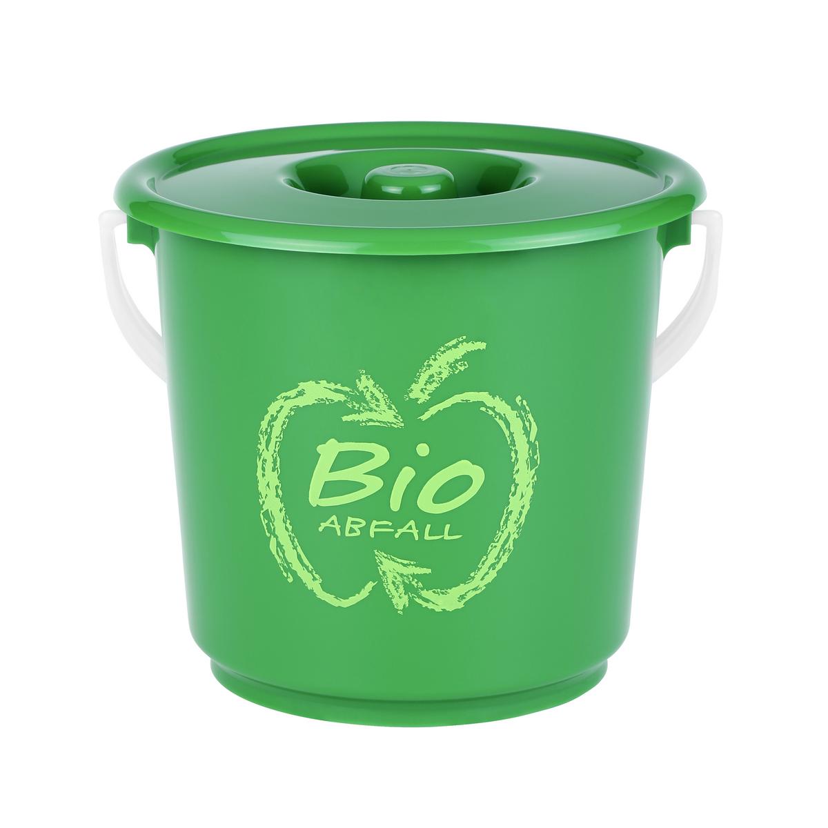 Szemetesvödör 2,7 Liter - fehér/zöld, Konventionell, műanyag (18/17cm)