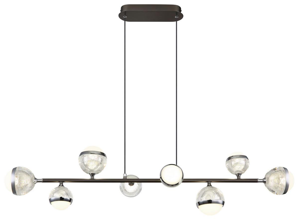 LED-Hängeleuchte 56011-8 - Klar/Chromfarben, KONVENTIONELL, Kunststoff/Metall (109/24/120cm) - Globo