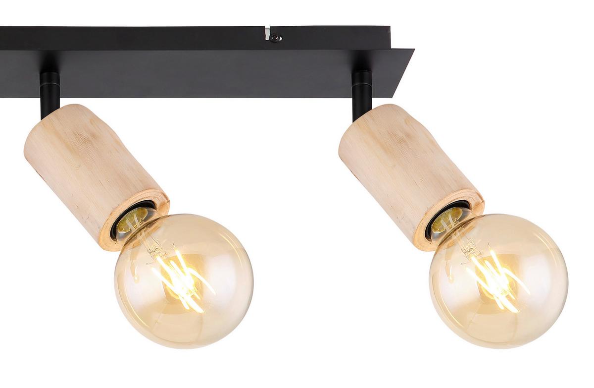 Strahler 54032-4 4-Flammig verstellbar L: 80 cm - Schwarz/Naturfarben, Basics, Holz/Metall (80/10/18cm) - Globo