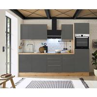 Küchenzeile Mit Geräten B: 280 Cm Grau/eiche Dekor - Anthrazit/Eiche Artisan, LIFESTYLE, Holzwerkstoff (280/211/60cm) - Respekta