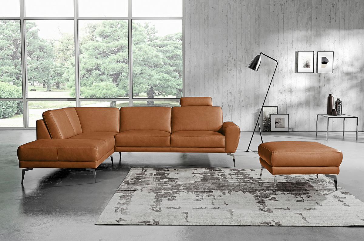 Kopfstütze Spring, Cognac B: 52 cm - Cognac, Design, Leder (52/17/14cm) - Livetastic