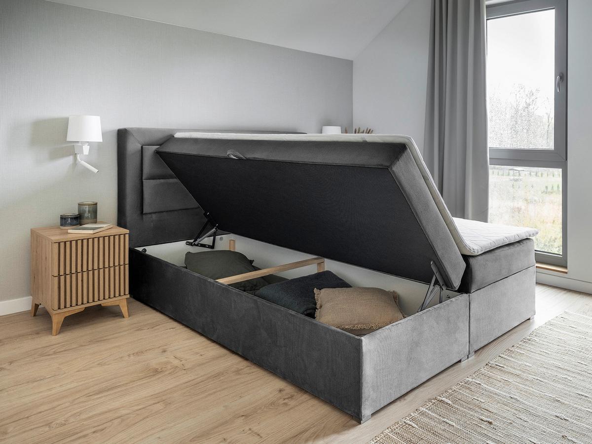 Boxbett Vivre Grau Lf: 180x200 cm - Silberfarben/Grau, MODERN, Holz/Textil (180/200cm) - MID.YOU