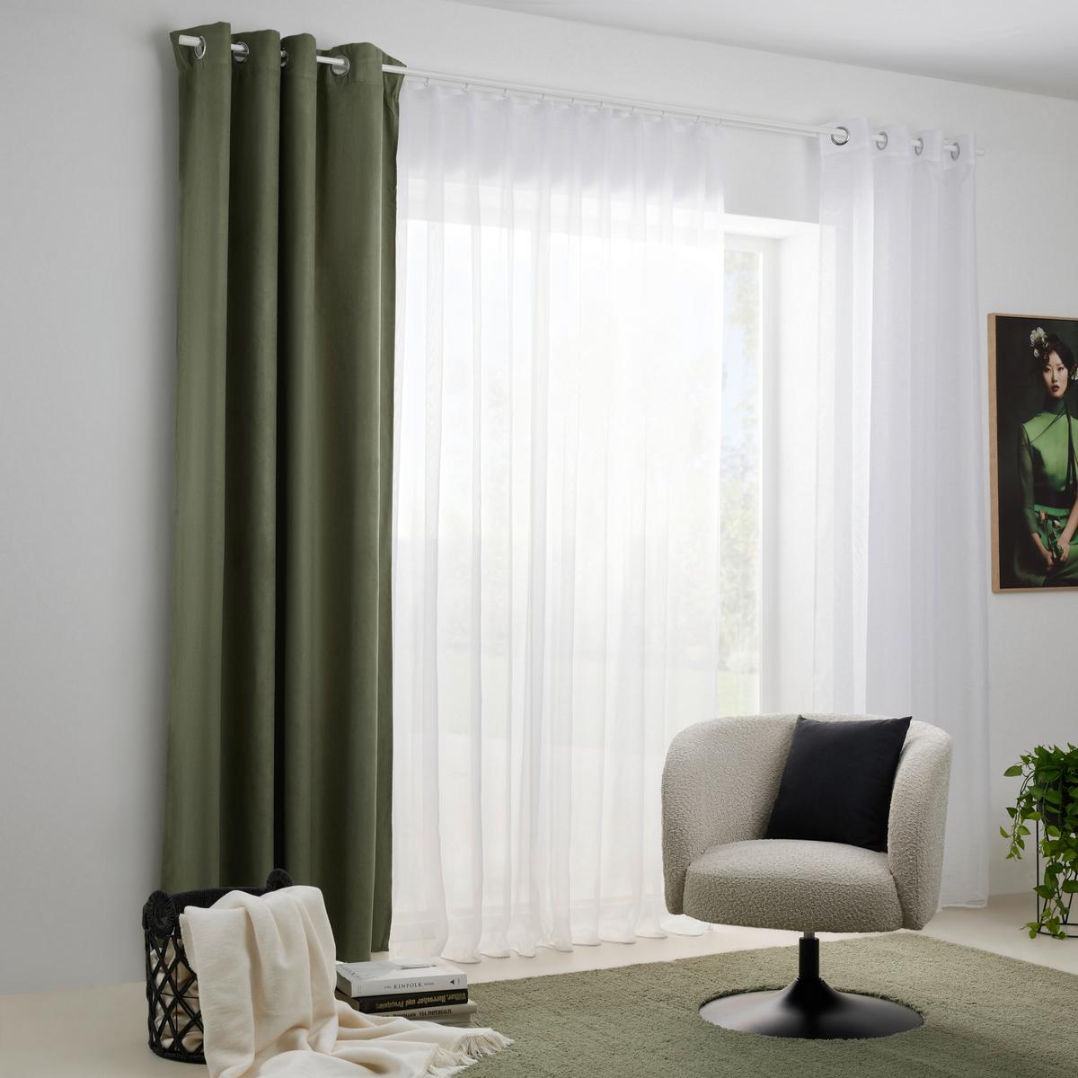 ZÁVĚS S OČKY Velours, 140/245cm, zelená - zelená, Konvenční, textil (140/245cm) - Modern Living