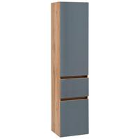 Hochschrank grifflos Helsinki 40cm Grau/Eiche Dekor - Eichefarben/Silberfarben, KONVENTIONELL, Glas/Holzwerkstoff (40/180/35cm) - Held
