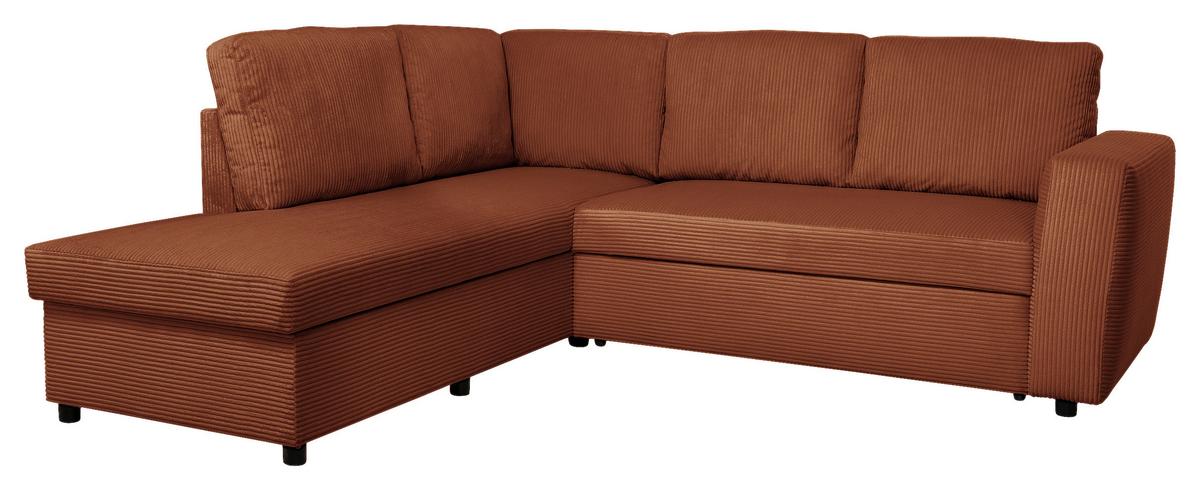 Ecksofa mit Schlaffunktion Toulouse terracotta, 206x224cm - Terracotta/Schwarz, Trend, Holz/Textil (206/224cm)