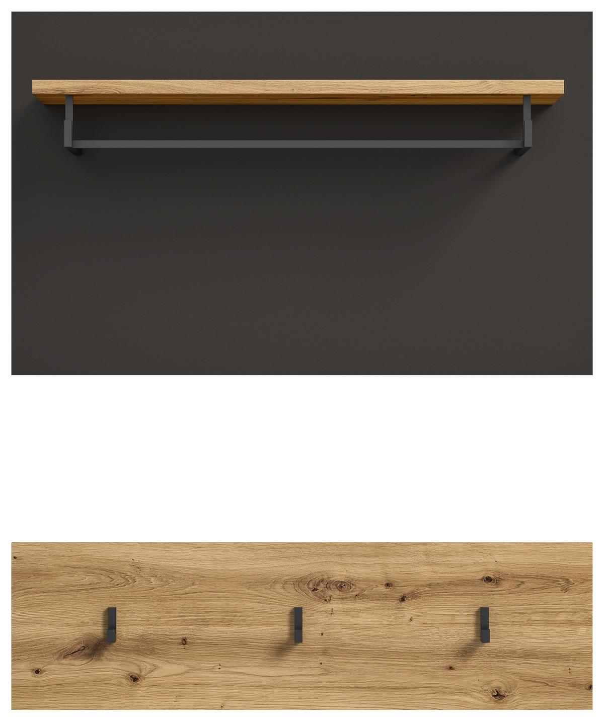 Garderobenpaneel Canu Eichefarben B: 80 cm - Eichefarben/Dunkelbraun, KONVENTIONELL, Holzwerkstoff (80/73/27cm) - MID.YOU
