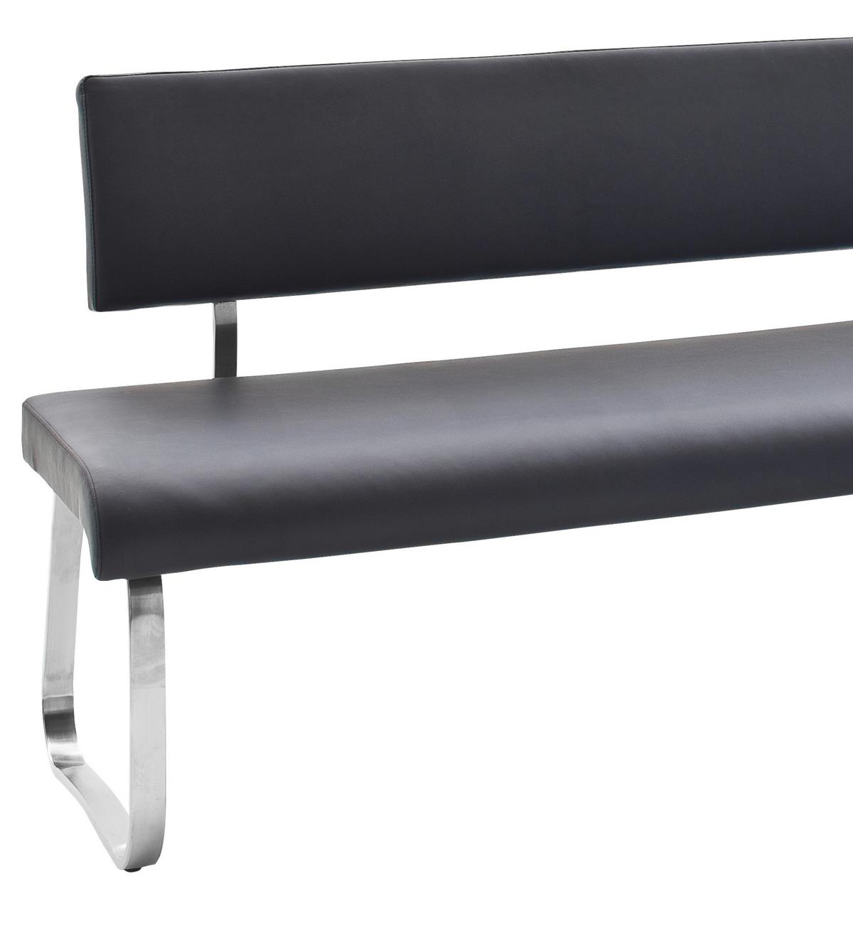 Eckbank Schwarz Lederlook Arco 200x150 cm - Edelstahlfarben/Schwarz, Design, Textil/Metall (200/150cm) - Livetastic