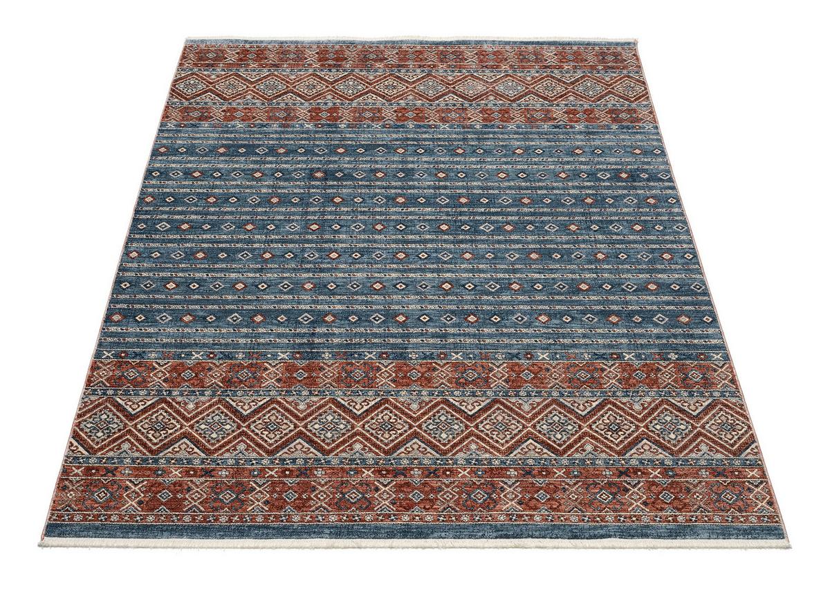 Webteppich Korsika - Blau/Rot, Design, Textil (80/150cm) - Novel