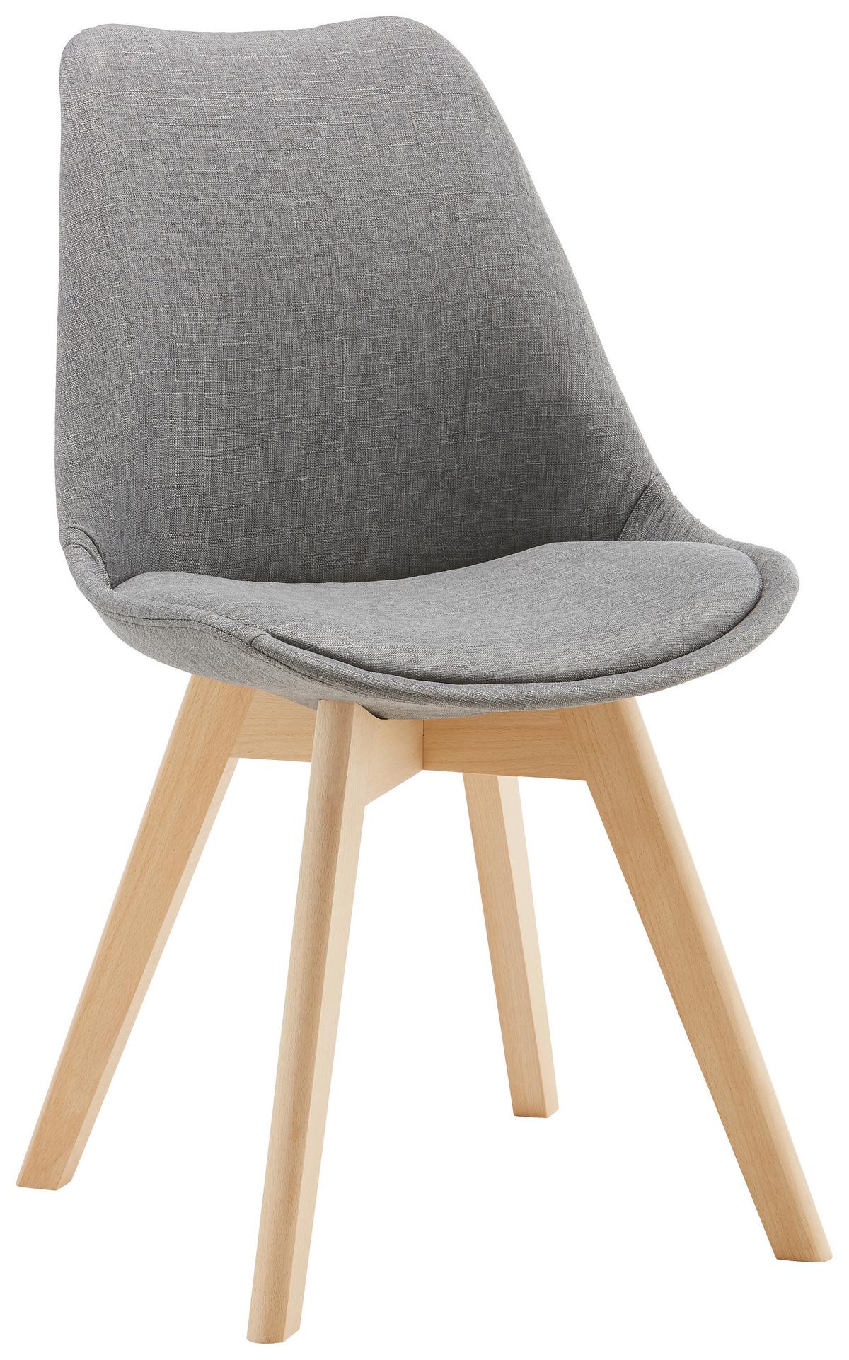 Jídelní židle Rocksi - šedá/barvy buku, Moderní, dřevo/textil (43/82,5/43cm) - Bessagi Home