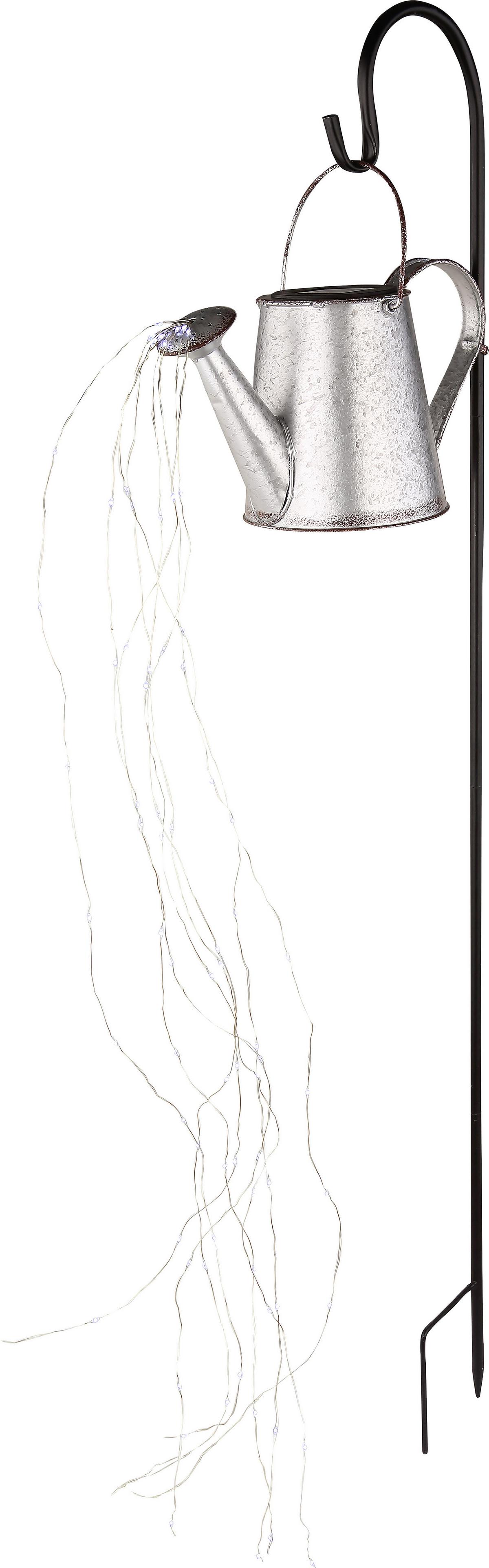 Solarleuchte mit Erdspieß Gießkanne Greta H: 112 cm - Silberfarben/Hellgrau, KONVENTIONELL, Metall (30/17/112cm) - Homezone