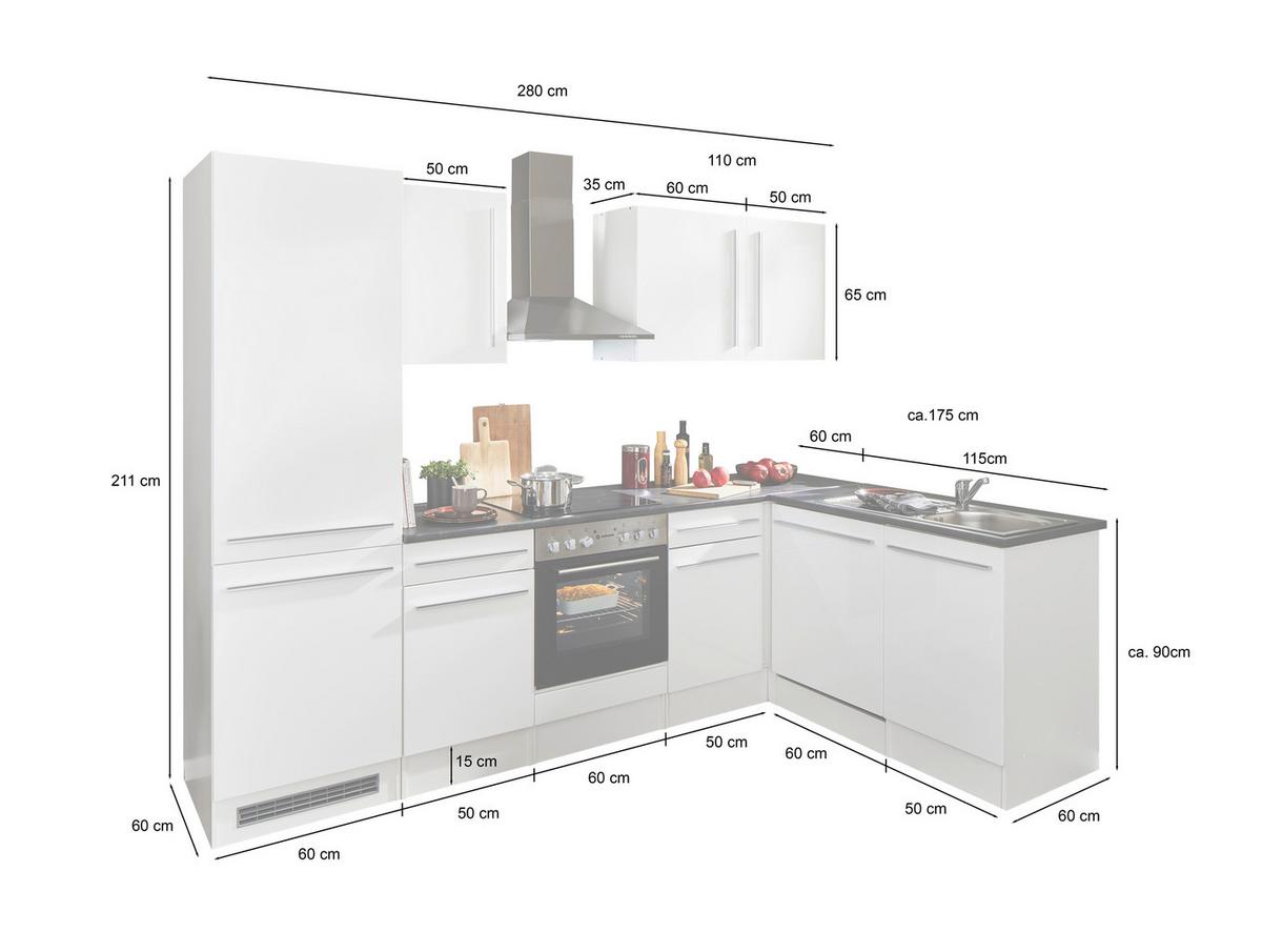 Eckküche Jazz 8 280 Schwarz S: 280x175 cm - Eichefarben/Schwarz, LIFESTYLE, Holzwerkstoff (280/175cm) - MID.YOU