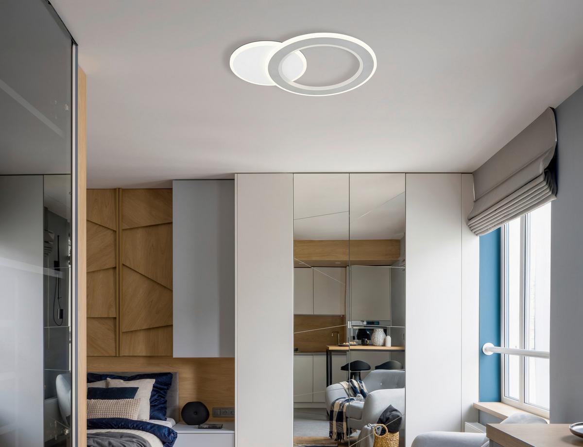 LED-Deckenleuchte 2700-6000k - Hellgrau/Schwarz, Design, Kunststoff/Metall (51/38/4cm) - Globo