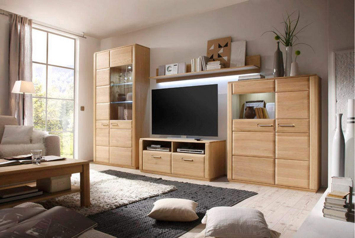 Wohnkombination 4-Tlg. Sena Eichefarben - Eichefarben, Design, Glas/Holz (357/209/51cm) - Livetastic