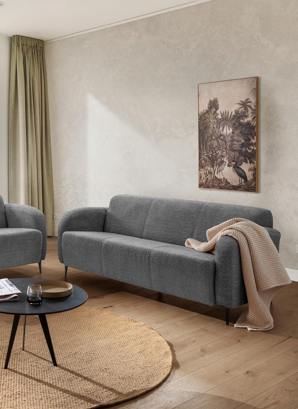 3-sitzer-sofa Marone Anthrazit B: 180cm - Anthrazit/Schwarz, MODERN, Textil (180/76/90cm) - Livetastic