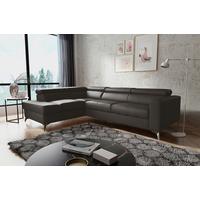 Ecksofa Mondo Dunkelbraun S: 208x286 Cm - Chromfarben/Dunkelbraun, Design, Leder/Textil (208/286cm) - Livetastic