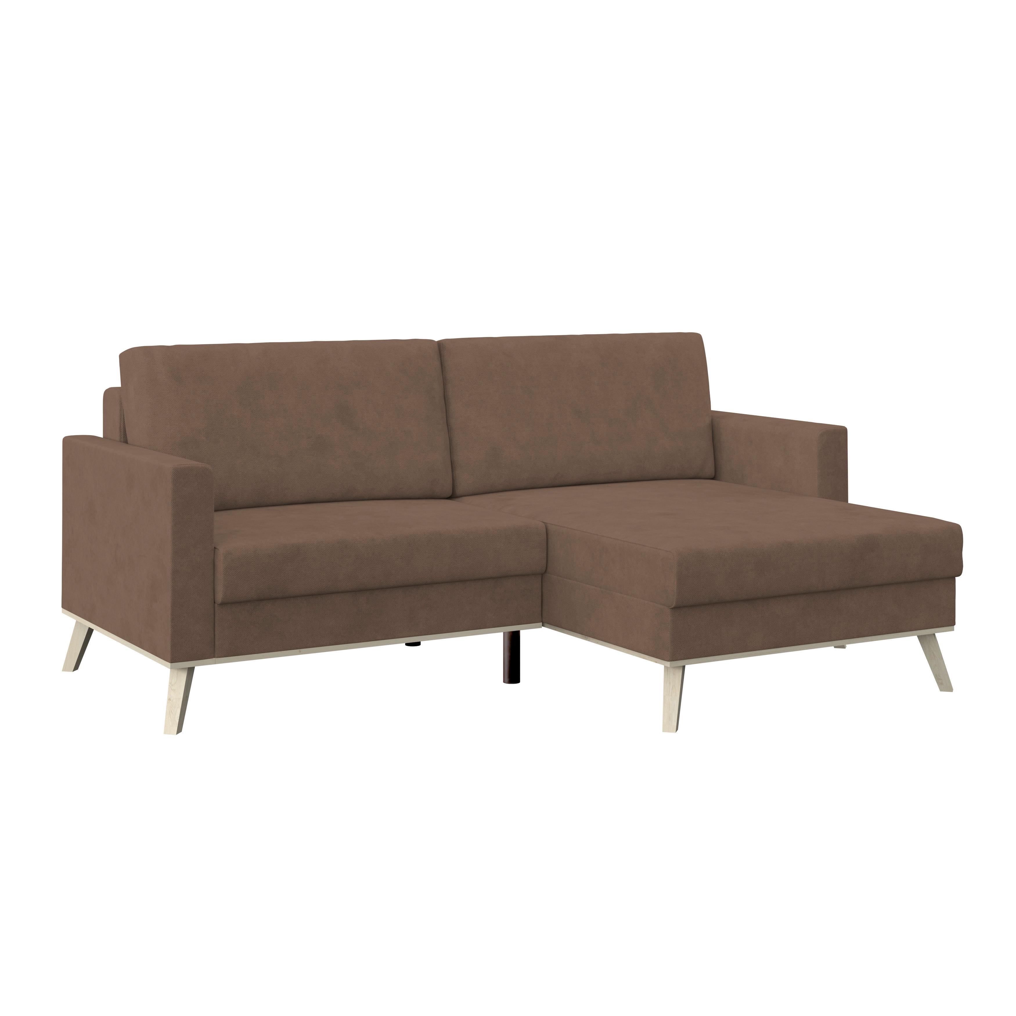 Ecksofa Carini - Hellbraun/Eichefarben, Basics, Textil (222/152cm)
