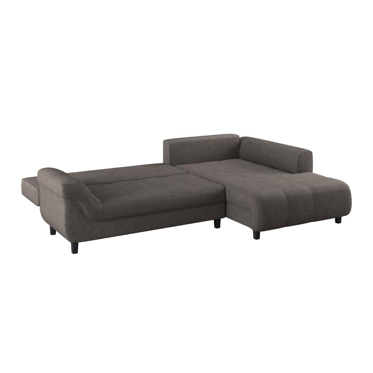 Ecksofa Mendoza - Graubraun/Schwarz, Design, Textil (309/197cm) - Ondega