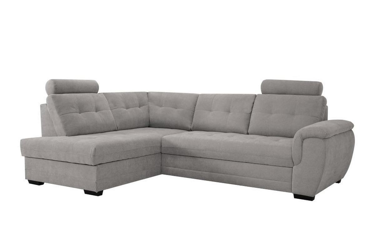 Rohová sedačka FALCO, levá, šedohnědá žinylka,2x op.hlavy - černá/šedohnědá, Konvenční, dřevo/kompozitní dřevo (183/251cm) - Ondega