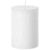 VÁLCOVÁ SVÍČKA STRIPES - bílá/růžová, přírodní materiály (7/10cm) - Premium Living