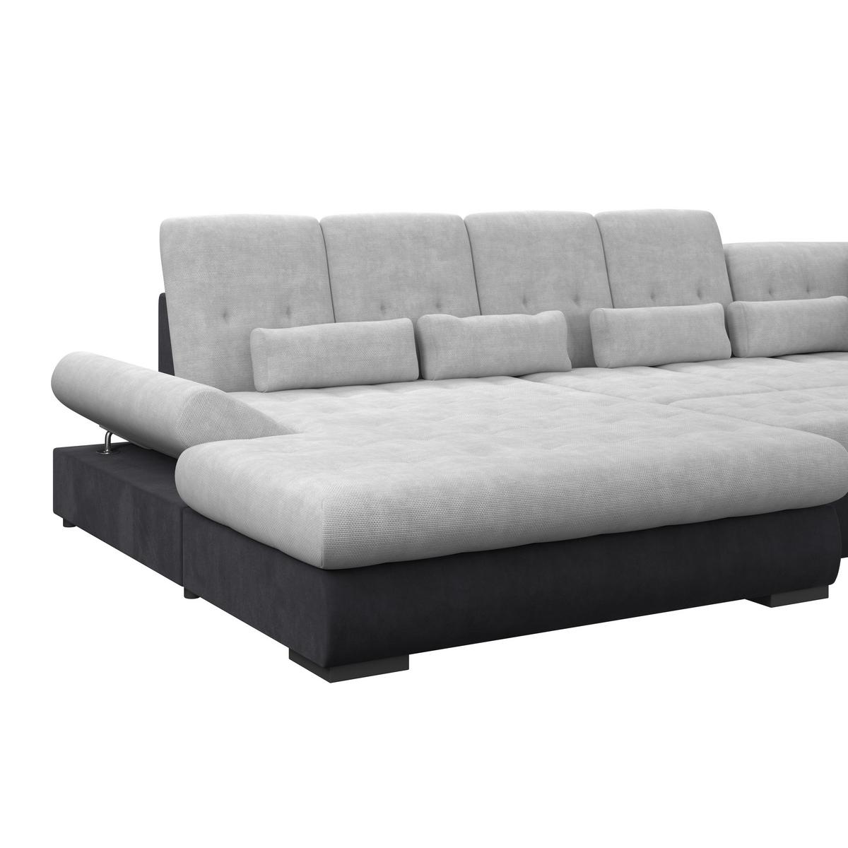 Wohnlandschaft Madera Silberfarben, S: 358x212 cm - Anthrazit/Silberfarben, KONVENTIONELL, Kunststoff/Textil (190/358/212cm)
