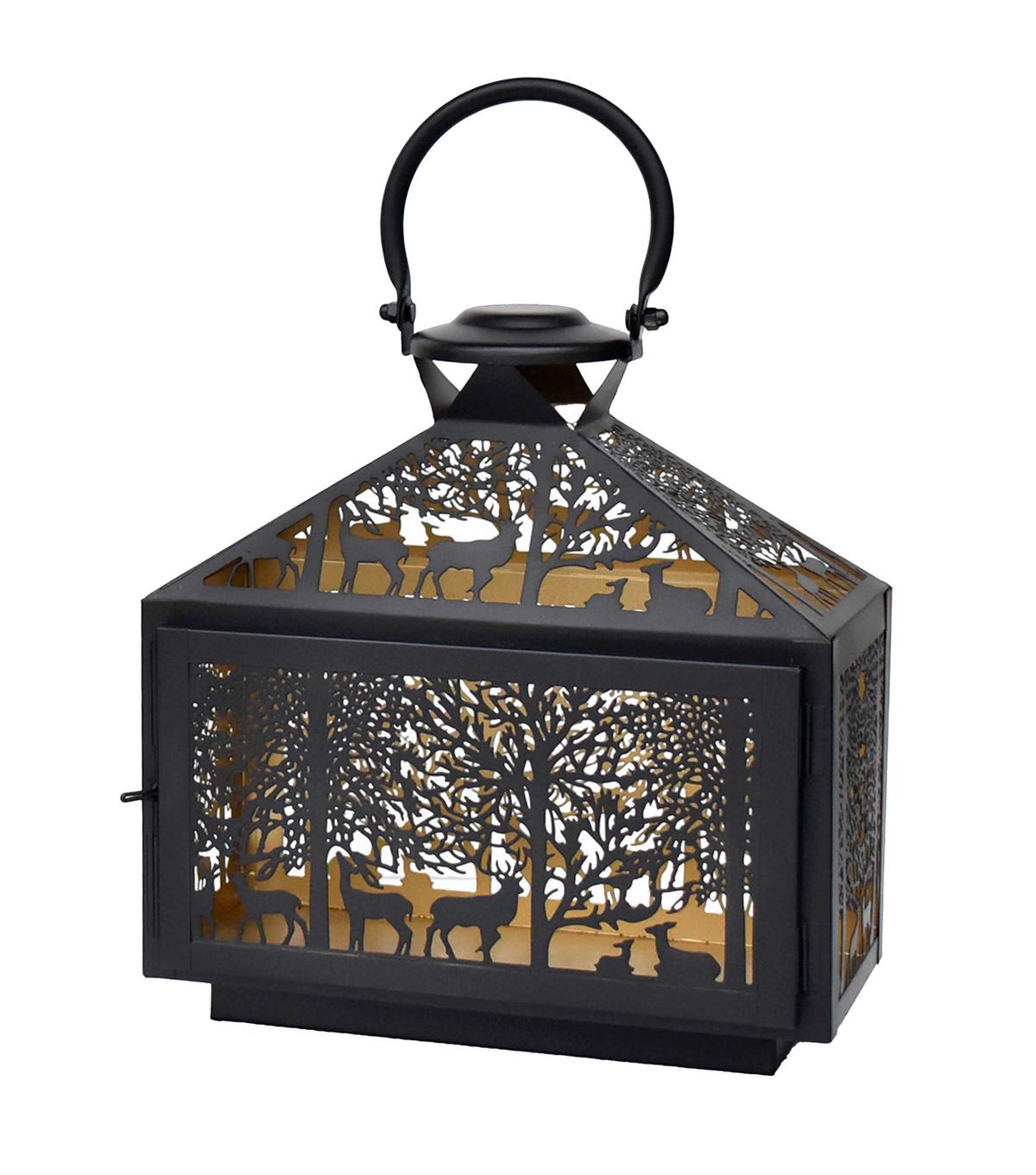 Laterne Lenti S - Goldfarben/Schwarz, KONVENTIONELL, Metall (25/13/27cm) - Luca Bessoni