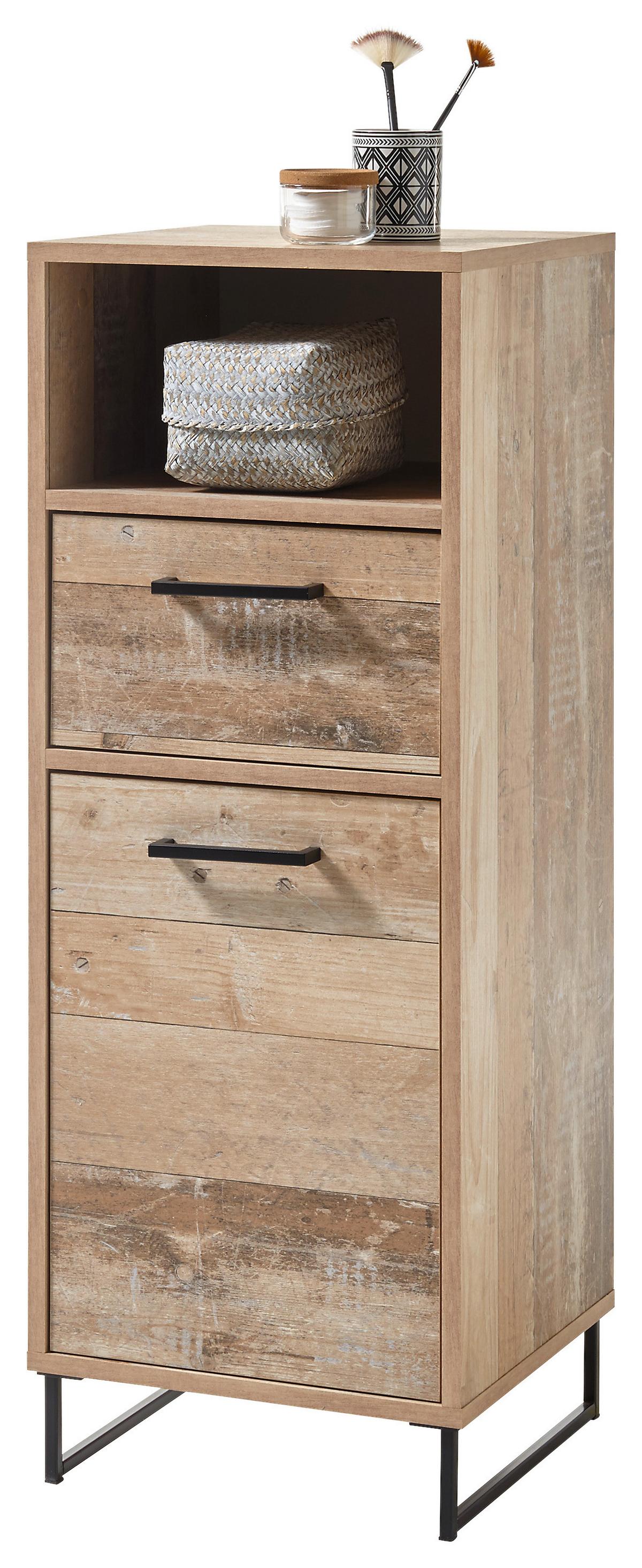 Unterschrank mit Lade Roof B: 38 cm Old Style Eiche Dekor - Eichefarben/Schwarz, KONVENTIONELL, Holzwerkstoff (38/102/37cm) - MID.YOU