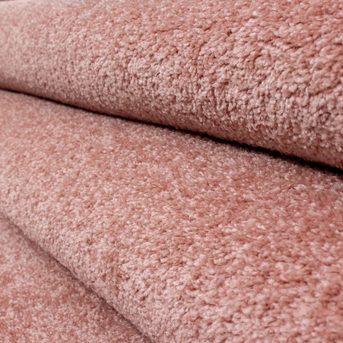 Hochflor Teppich Rosa Ata 60x100 cm - Rosa, KONVENTIONELL, Textil (60/100cm)