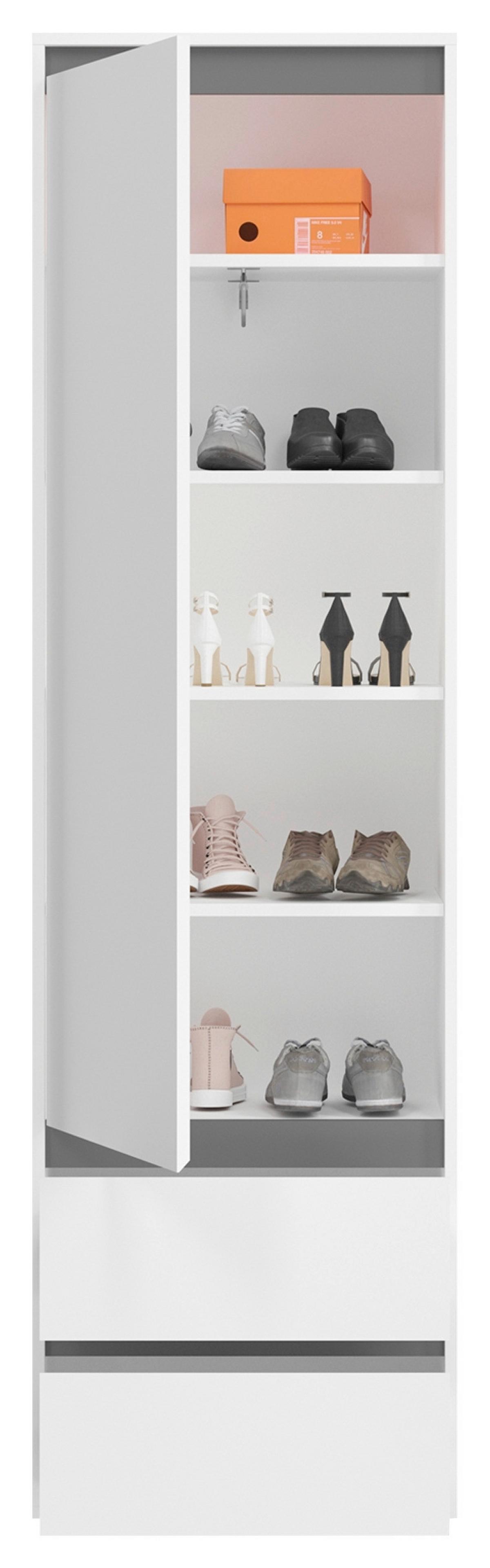 Garderobenschrank Torino Weiß/Grau B: 76 cm - Silberfarben/Grau, KONVENTIONELL, Holzwerkstoff (76/102/35cm) - MID.YOU