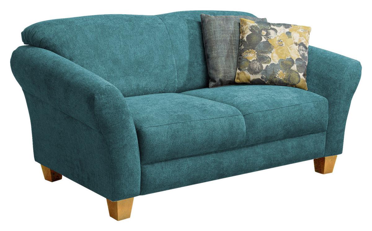 2-Sitzer-Sofa Gotland petrol Rücken echt, 163x84x89 cm - Petrol/Naturfarben, KONVENTIONELL, Textil (163/84/89cm) - Sit & More