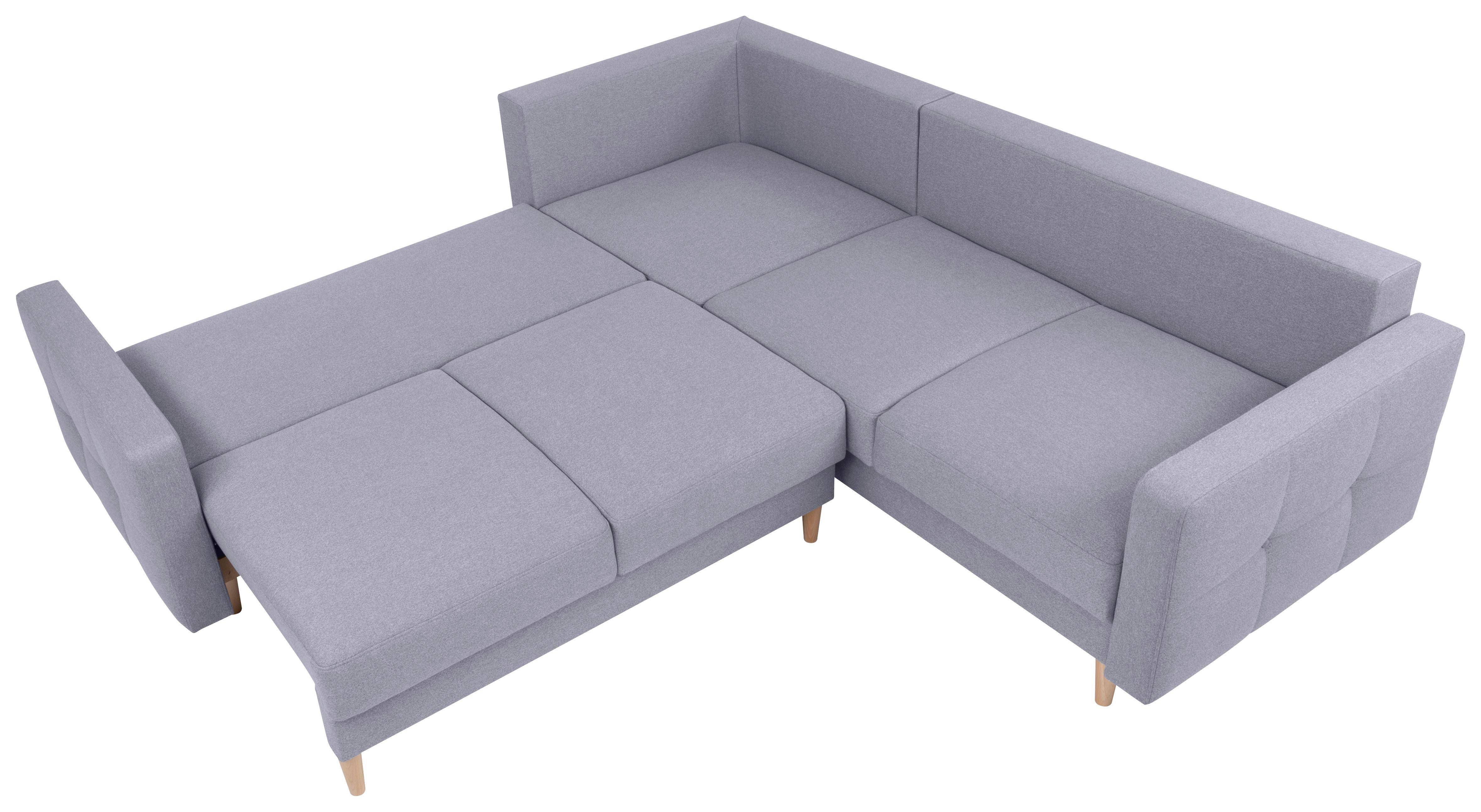 Eckschlafsofa Noret Graublau S: 242/242 cm - Eiche Wotan/Hellgrau, KONVENTIONELL, Textil (242/242cm) - MID.YOU
