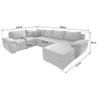 Wohnlandschaft Terana Mit Schlaffunktion, Anthrazit - Chromfarben/Anthrazit, KONVENTIONELL, Textil (219/305/157cm) - Livetastic