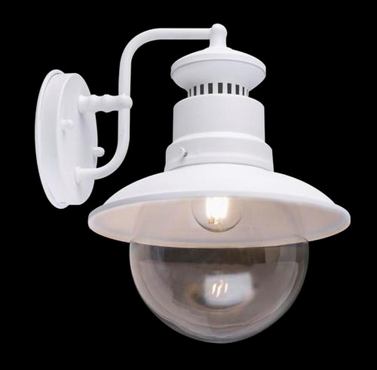 Außenleuchte 3272r 60 Watt Stahl/glas, Wandmontage - Klar/Weiß, MODERN, Glas/Metall (21,5/24,7/27cm)