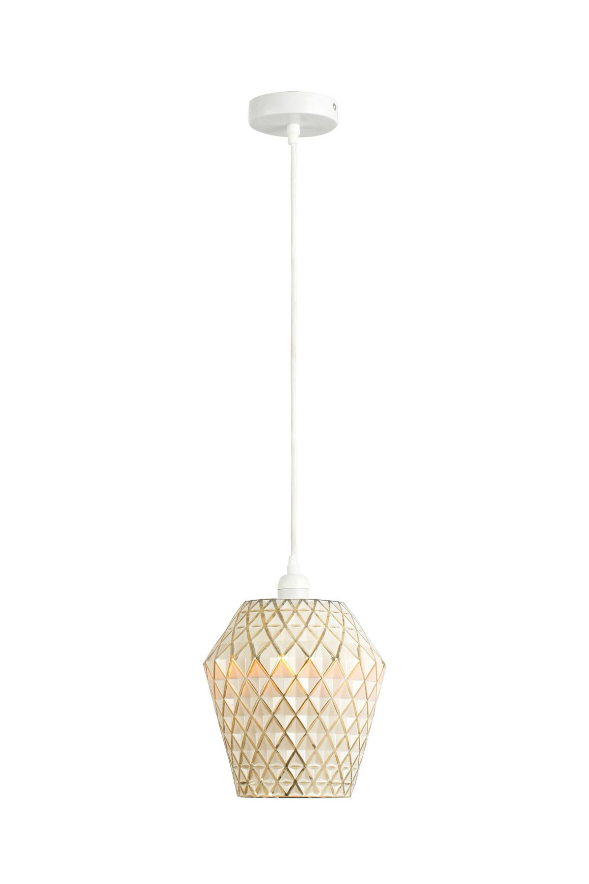 Hängeleuchte Lumi Gold / Weiß - Goldfarben/Weiß, Basics, Glas (20/20/27cm) - Kayoom