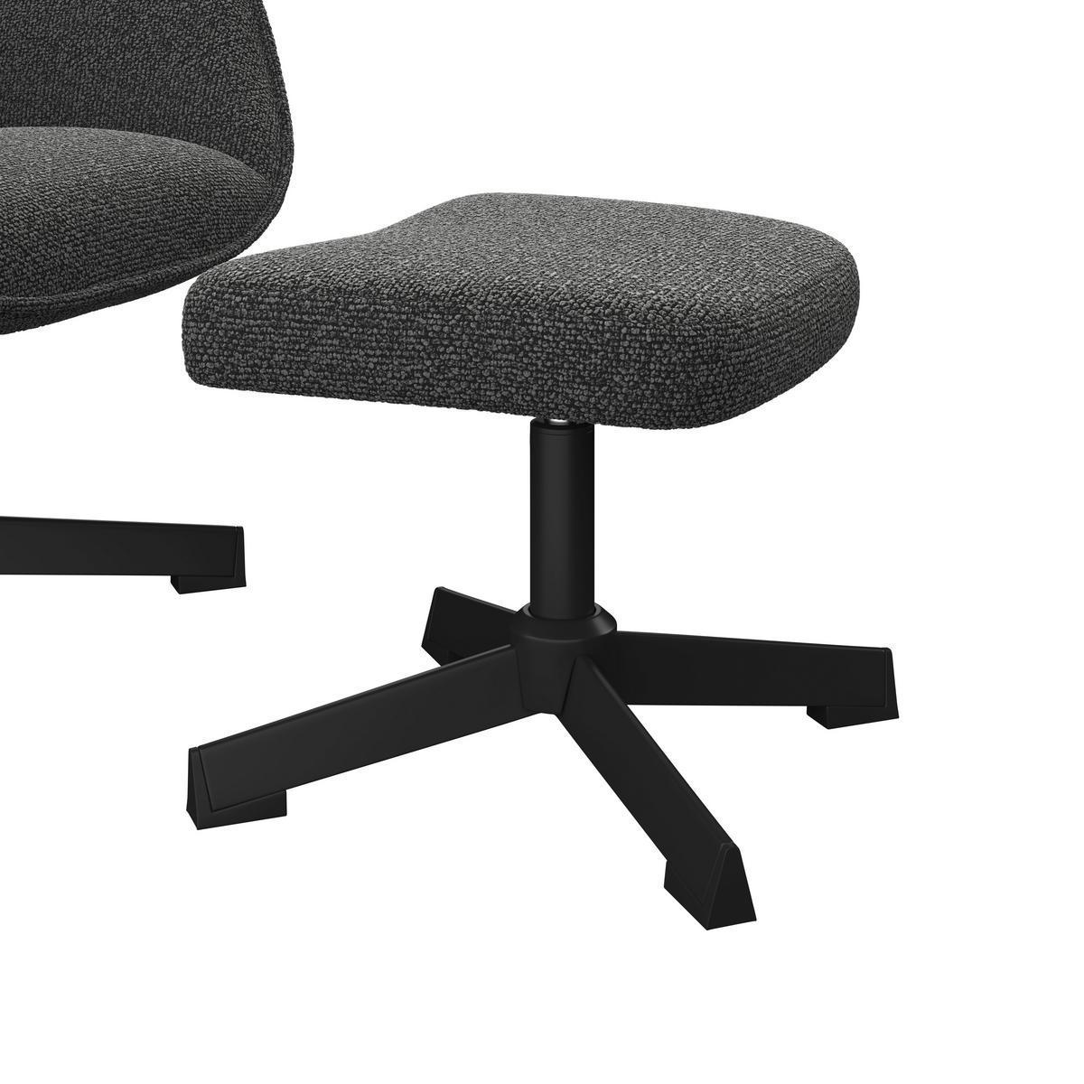 Relaxsessel Bogota Leinenoptik grau, 360° drehbar - Schwarz/Grau, MODERN, Textil/Metall (76/101/86cm) - Luca Bessoni