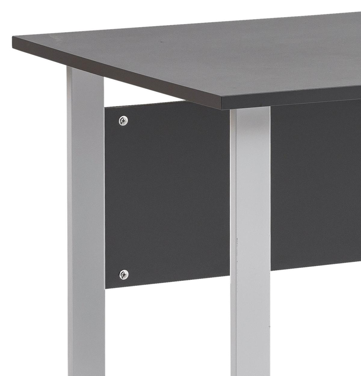 Schreibtisch B 160 H 73,2 cm Serie 1500 Anthrazit - Anthrazit/Alufarben, KONVENTIONELL, Holzwerkstoff/Metall (160/75/73,2cm) - MID.YOU