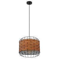 Hängeleuchte H: 120 cm 1-Flammig - Schwarz/Braun, KONVENTIONELL, Kunststoff/Metall (35/120cm) - Globo