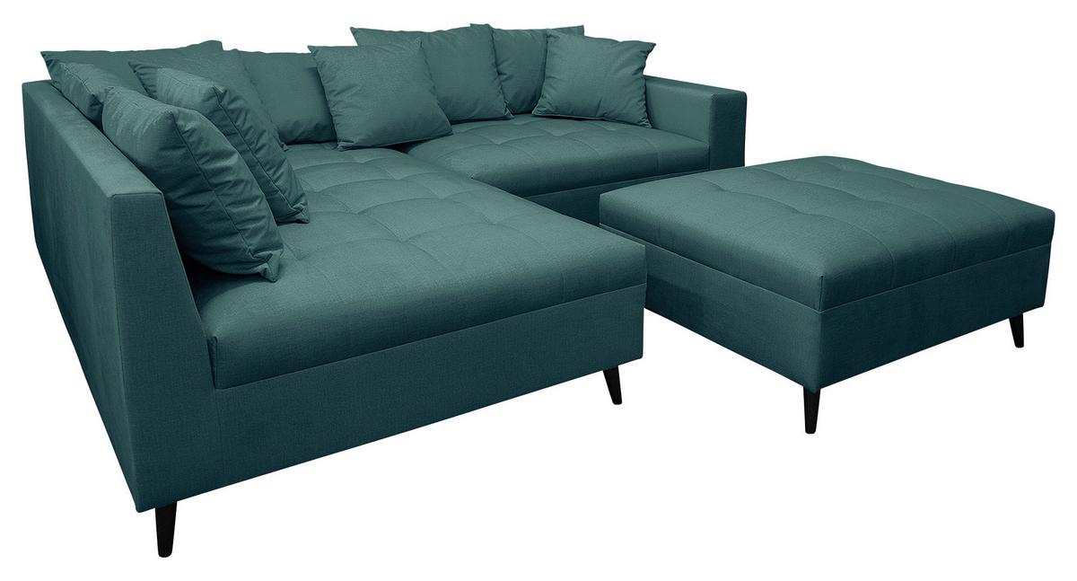 Ecksofa Pruno, Petrol S: 174x274 Cm - Petrol/Schwarz, Design, Textil (174/247cm) - MID.YOU