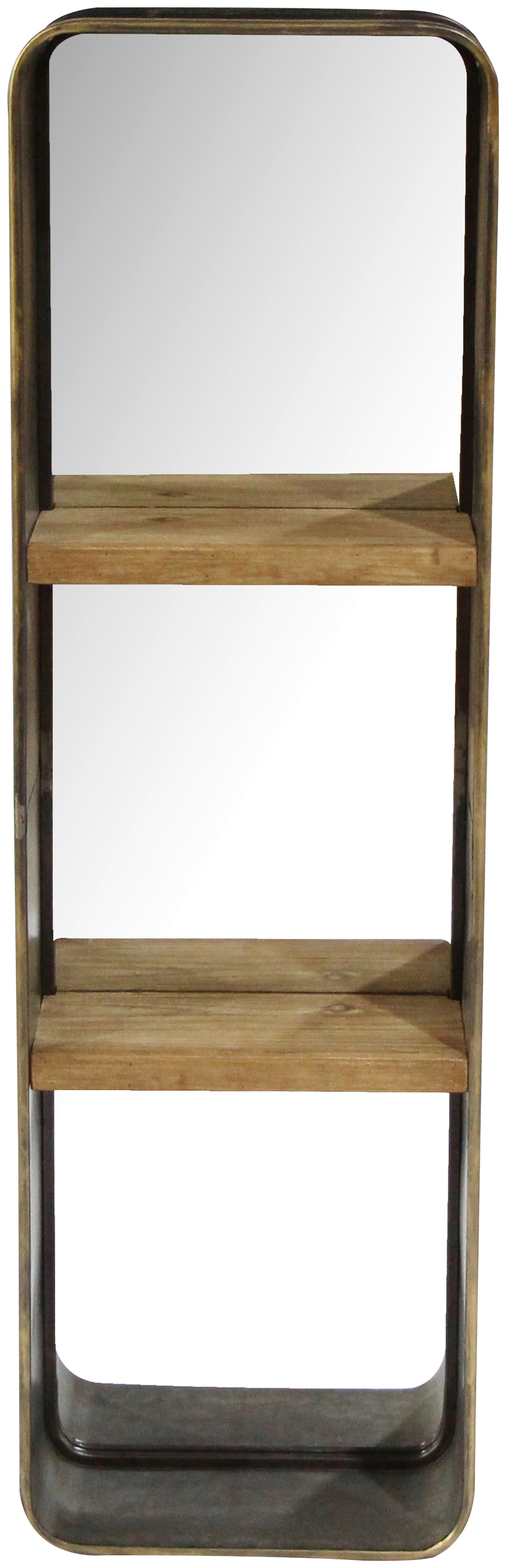 Wandspiegel Eckig Bxh: 18x120 Cm Metall/glas Mit Ablage - Messingfarben/Naturfarben, Basics, Glas/Holzwerkstoff (36/18/120cm)