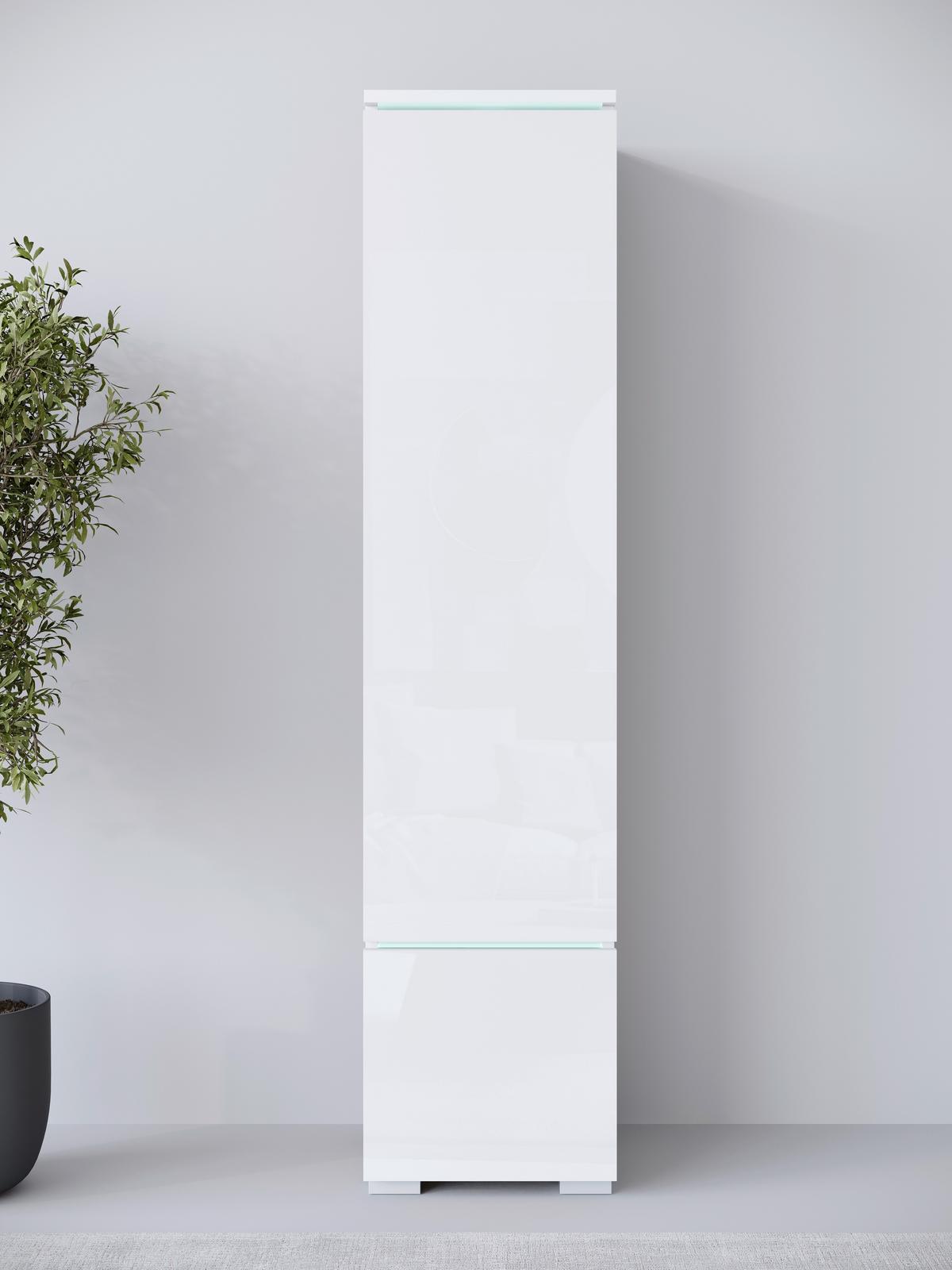 Hochschrank Vera Weiß Hg B: 30cm - Weiß Hochglanz/Weiß, Design, Holzwerkstoff (30/130/33cm) - Livetastic