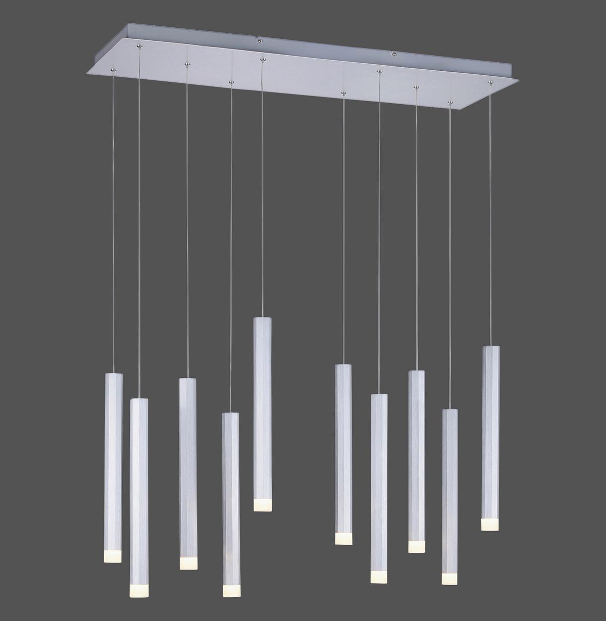 LED-Hängeleuchte Bruno H: 120 cm 10-Flammig - Alufarben, Design, Kunststoff/Metall (89/30/120cm)