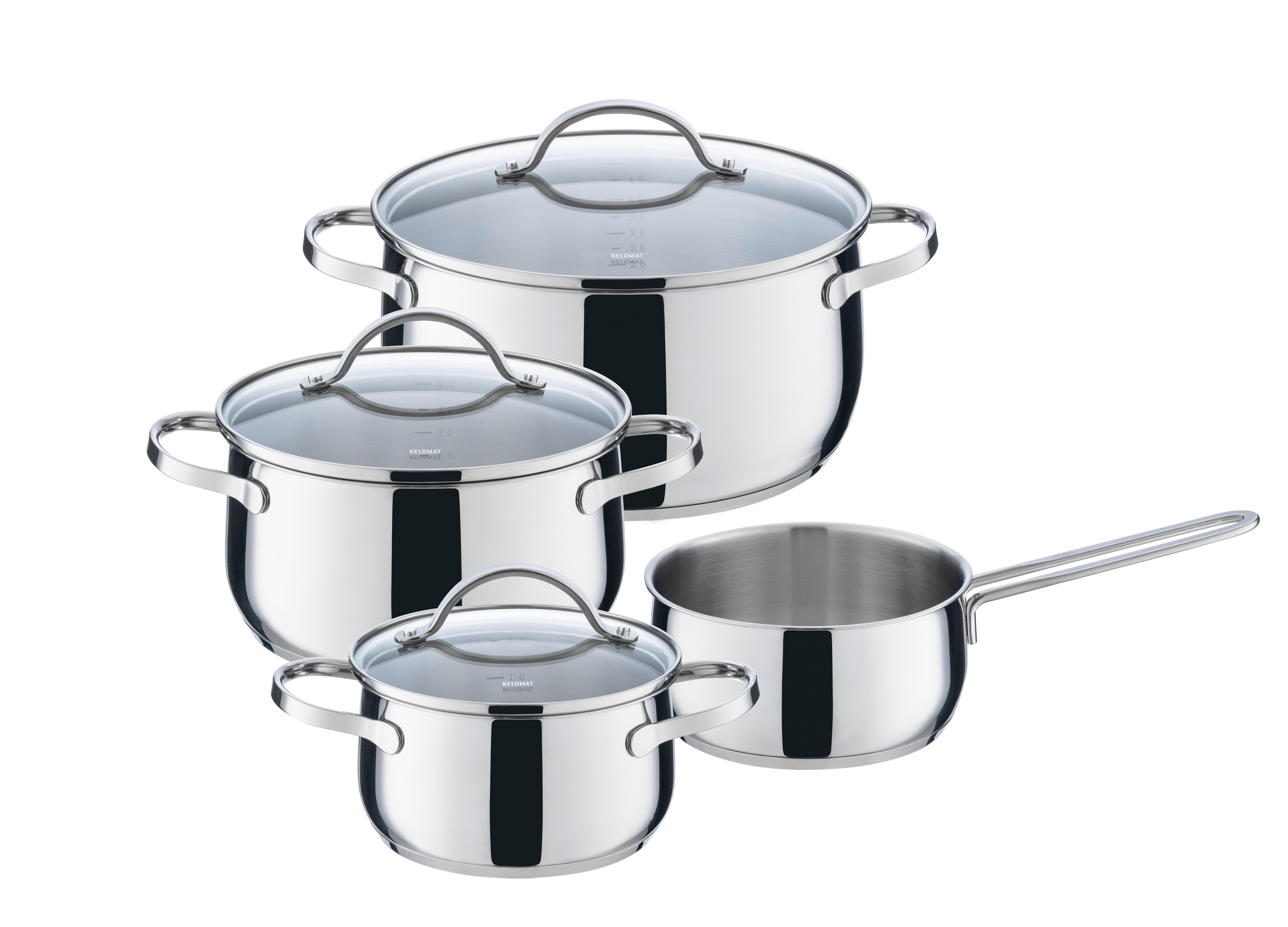 Kochtopfset km Bellano - Edelstahlfarben, Basics, Metall (48,3/27,2/19,30cm) - Kelomat