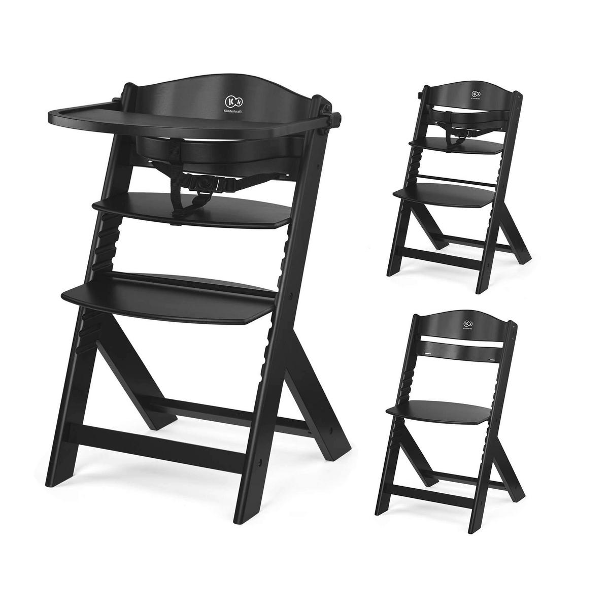 Hochstuhl Enock Schwarz, L/B/H: 49,5x45x79cm - Schwarz, Basics, Holz (49,5/45/79cm) - Kinderkraft