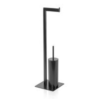 Wc Bürstengarnitur Mir Rollen- Halter Velvet Stehend Metall - Schwarz, Basics, Metall (20/71/20cm) - Moeve