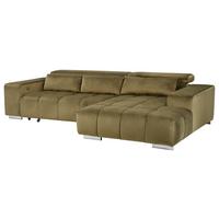 Ecksofa Orion mit elektrischem Sitzvorzug Olivgrün - Silberfarben/Olivgrün, KONVENTIONELL, Textil (307/186cm) - Livetastic
